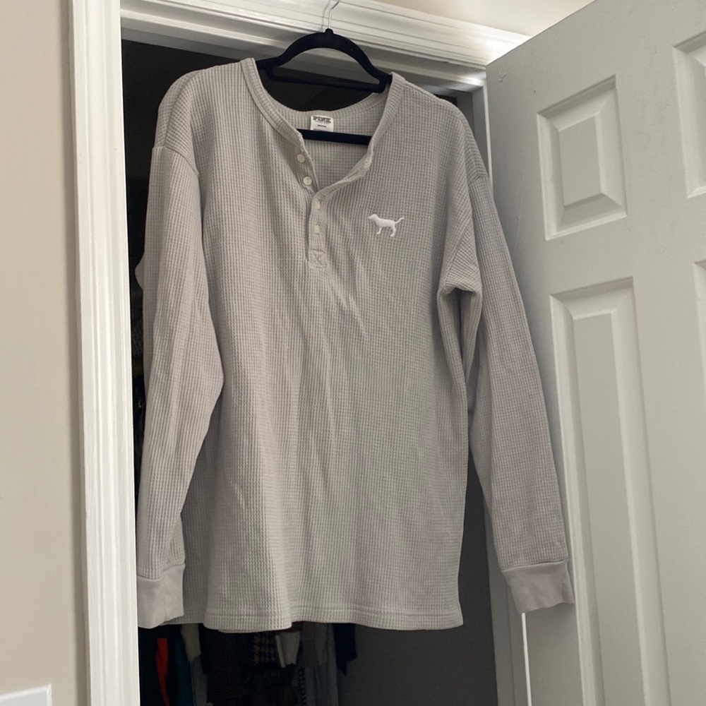 Victoria Secret Pink Quarter button Henley